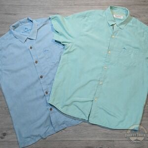 Tommy Bahama Large Shirt Bundle Mens Blue Green Short Sleeve Button Up Casual